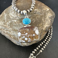 Men's Wild Horse Blue Kingman Turquoise Necklace | Sterling Silver SW Pendant | 17325