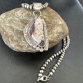 White Buffalo Turquoise Pendant | Navajo Pearls | Sterling Silver Necklace 21" | 17106