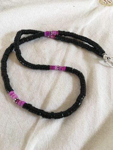 Men's Purple Onyx Necklace | Navajo Sterling Silver | Authentic Native American Handmade | 17" | 430