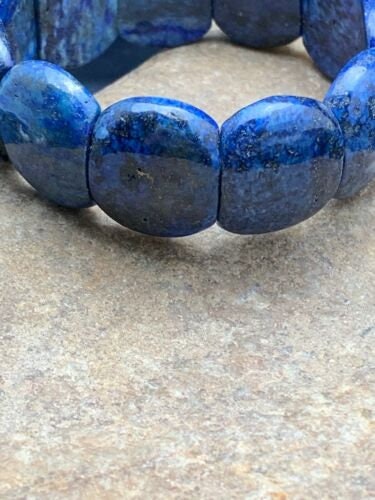 Navy Blue Lapis Stone Stretch Bracelet | 7.25" Stretchable | Authentic Native American Handmade | 4601