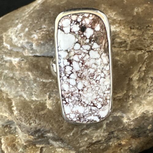 Navajo Wild Horse Turquoise Ring | Sterling Silver | Sz 7 Adjustable | Authentic Native American Handmade | 15544