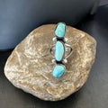 Navajo Blue Turquoise Cluster Ring | Authentic Native American Sterling Silver | Multi-Stone | Sz 7 | 17841