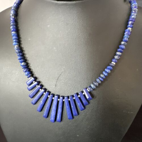 Men's Navajo Blue Lapis Necklace | Sterling Silver | 18" | Authentic Native American Handmade | 15771