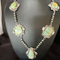 Navajo Green Royston Turquoise Pendant Necklace | Sterling Silver | Authentic Native American Handmade | 15252