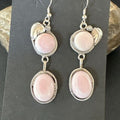 Navajo Pink Conch Shell Dangle Earrings | Sterling Silver | Authentic Native American Handmade | 17195