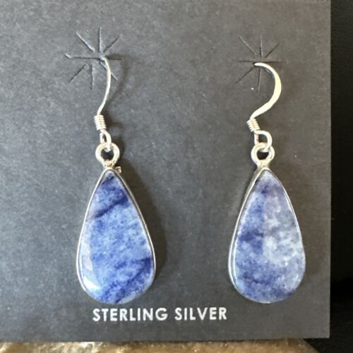 Blue Denim Lapis Dangle Earrings | Sterling Silver | 1" | 15807