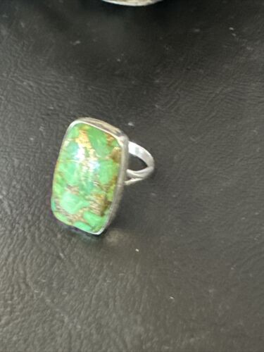 Navajo Green Mojave Turquoise Ring | Sterling Silver | Sz 6 | Authentic Native American Handmade | 15600