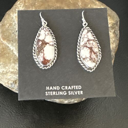 Navajo Wild Horse Turquoise Dangle Earrings | Sterling Silver | Authentic Native American Handmade | 16518