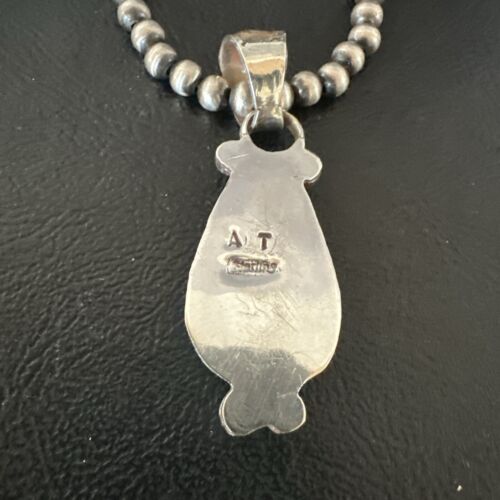 Men's White Buffalo Turquoise Pendant Necklace | Navajo Pearls | Sterling Silver | Native American Handmade | 17332