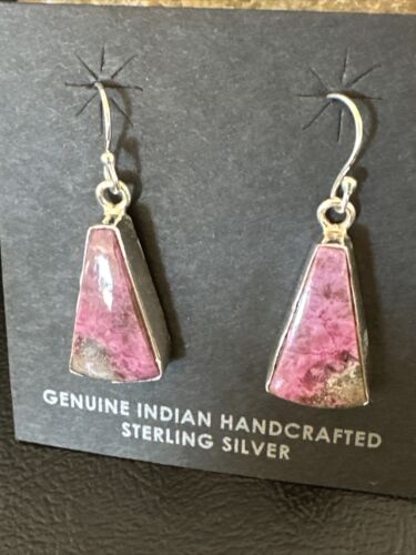Purple Mojave Turquoise Dangle Earrings | Sterling Silver | Authentic Native American Handmade | 15788