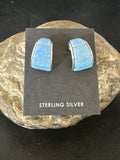 Navajo Blue Opal Inlay Post Earrings | Sterling Silver | Authentic Native American Handmade | 16949