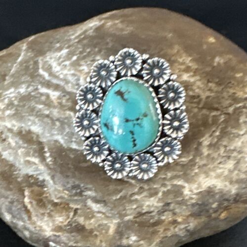 Navajo Blue Turquoise Ring | Sterling Silver | Sz 9.5 | Authentic Native American Handmade | 15505