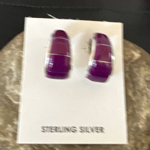 Southwestern Purple Sugilite Inlay Earrings | Sterling Silver | 1" | 16744