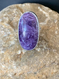 Navajo Purple Charoite Adjustable Ring | Sterling Silver | Sz 8 | Authentic Native American Handmade | 10520