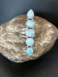 Navajo Blue Larimar Multi-Stone Ring | Authentic Native American Sterling Silver | Multi-Stone | Sz 8 | 15930