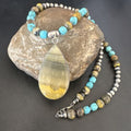Men's BumbleBee Jasper Pendant Necklace | Navajo Pearls | Sterling Silver | Authentic Native American Handmade | 16875