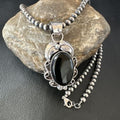 Navajo Pearls Black Onyx Necklace Pendant | Sterling Silver | Authentic Native American Handmade | 16524