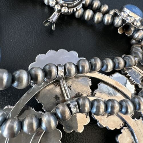 Navajo Denim Lapis Pendant Necklace | Sterling Silver Naja | Authentic Native American Handmade | 14987
