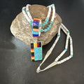 Santo Domingo Multi-Color Turquoise Necklace with Inlay Pendant | Sterling Silver | 24" | 16857