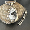 White Buffalo Turquoise Pendant | Navajo Pearls Sterling Silver Necklace | Authentic Native American Handmade | 17109