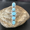 Navajo Women's Cluster Blue Larimar Ring | Authentic Native American Sterling Silver | Multi-Stone | Sz 7.5 | 15953