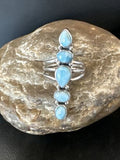 Navajo Blue Larimar Cluster Ring | Authentic Native American Sterling Silver | Multi-Stone | Sz 8 | 16157