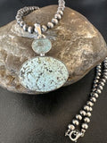 Navajo Dry Creek Turquoise Topaz Pendant Necklace | Sterling Silver | Authentic Native American Handmade | 16438