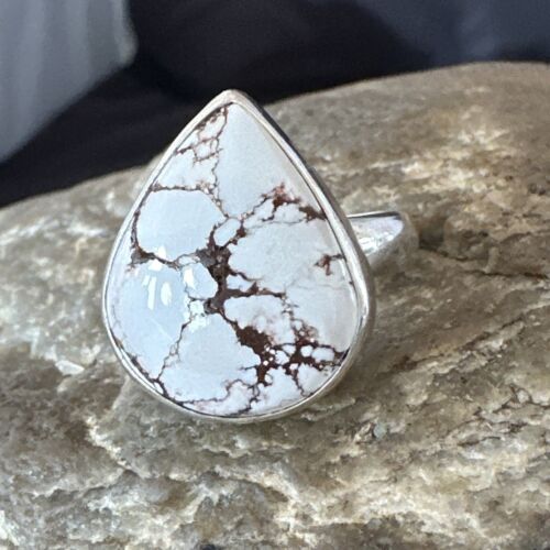 Men's and Women's Wild Horse Turquoise Navajo Ring | Sterling Silver | Sz 6.5 | 17282