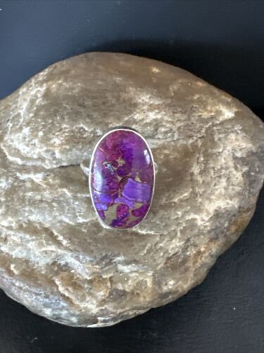 Southwestern Navajo Purple Mojave Turquoise Ring | Sterling Silver | Sz 8 | 15603