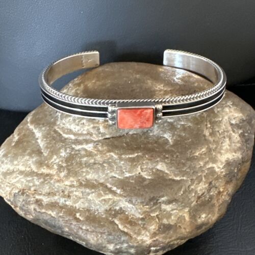 Navajo Purple Spiny Oyster Cuff Bracelet | Sterling Silver | Authentic Native American Handmade | 15160