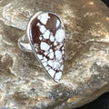 Women's Wild Horse Turquoise Ring | Navajo Sterling Silver | Sz 8 Adjustable | Authentic Native American Handmade | 15555