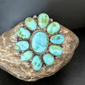 Navajo Green Sonoran Gold Turquoise Cluster Ring | Authentic Native American Sterling Silver | Multi- Stone| Sz 11 | 16033