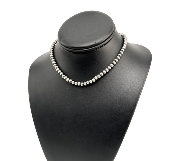 8mm Sterling Silver Navajo Pearls | Authentic Native American Handmade Necklace | Length 18"-26"