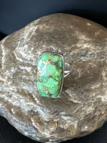 Navajo Green Mojave Turquoise Ring | Sterling Silver | Sz 6 | Authentic Native American Handmade | 15600