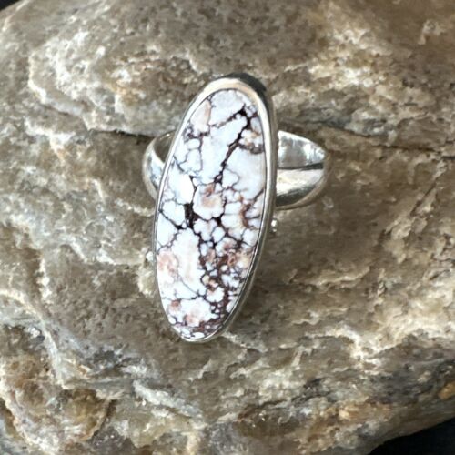 Men's and Women's Wild Horse Turquoise Ring | Navajo Sterling Silver | Sz 7 | 17358