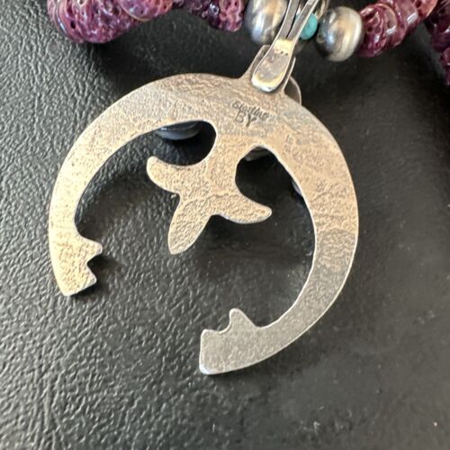 Navajo Purple Spiny Oyster Naja Pendant Necklace | Sterling Silver | 24" | Authentic Native American Handmade | 15537