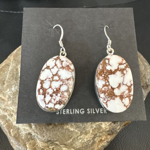 Navajo Wild Horse Turquoise Dangle Earrings | Sterling Silver | Authentic Native American Handmade | 15746