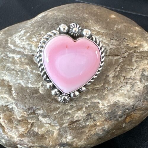 Navajo Pink Conch Heart Ring | Handmade | Sz 10 | Authentic Native American | 16042