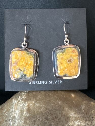 Navajo Bumblebee Jasper Earrings | Sterling Silver | Authentic Native American Handmade | 15839