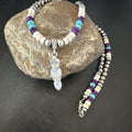 Navajo White Mother of Pearl, Turquoise, Sugilite Pendant Necklace | Sterling Silver | 16929