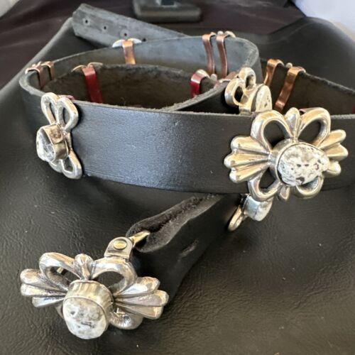 Men's White Buffalo Turquoise Concho Belt | Sterling Silver Navajo Tufa | Authentic Native American Handmade | 16684