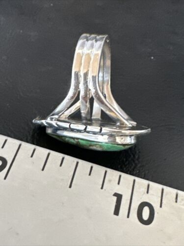 Women's Green Sonoran Turquoise Ring | Navajo Sterling Silver | Sz 8.5 | Authentic Native American Handmade | 16394