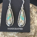 Navajo Blue Boulder Turquoise Dangle Earrings | Sterling Silver | Authentic Native American Handmade | 16504