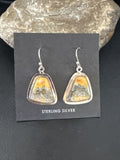 Navajo Bumblebee Jasper Earrings | Sterling Silver | Authentic Native American Handmade | 15830