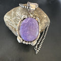 Navajo Purple Charoite Pendant with Pearls | Sterling Silver Necklace | Authentic Native American Handmade | 16653