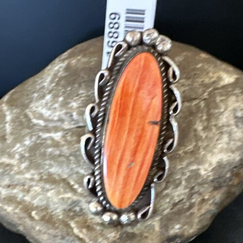 Native American Men's Spiny Oyster Ring | Navajo Sterling Silver | Sz 8.5 | 16889