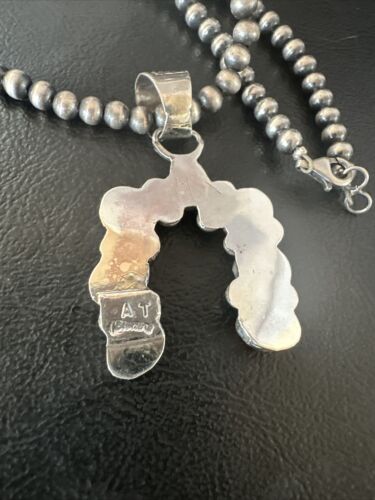 Navajo Spiny Oyster Naja Pendant Necklace | Sterling Silver | 20" | Authentic Native American Handmade | 15757 - Masha USA