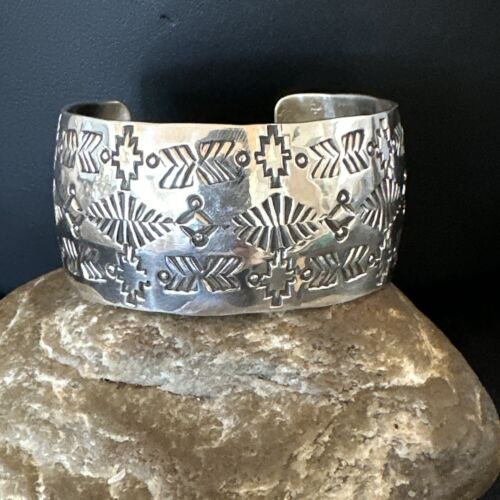Navajo Stamped Cuff Bracelet | Sterling Silver | Authentic Native American Handmade | 17458