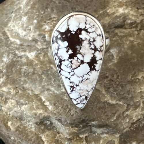 Navajo Wild Horse Turquoise Ring | Sterling Silver | Sz 7 | Authentic Native American Handmade | 17366