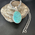 Navajo Blue Spiderweb Turquoise Pendant Necklace | Sterling Silver | Authentic Native American Handmade | 16292